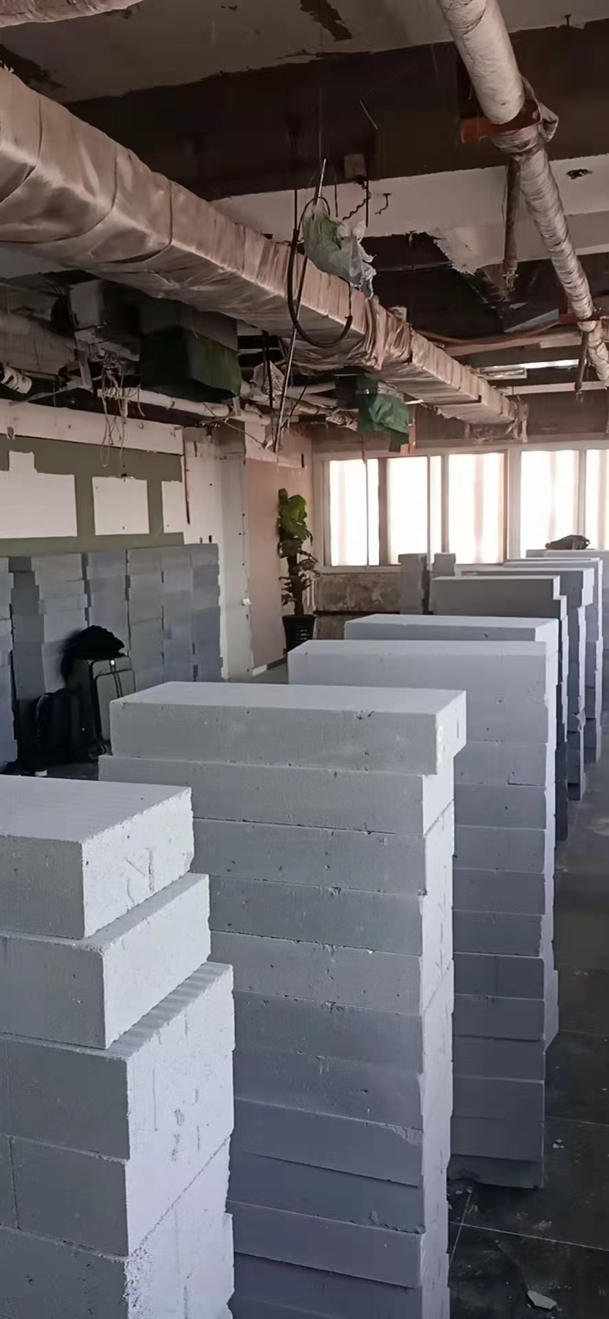 加气砖隔墙施工实景